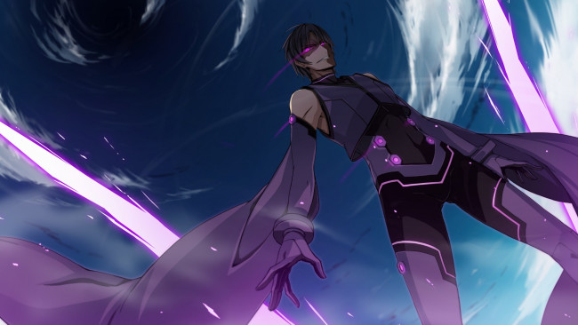 Обои картинки фото аниме, aokana, взгляд, фон, парень