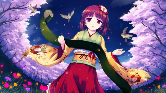 Обои картинки фото аниме, touhou, девушка, взгляд, фон