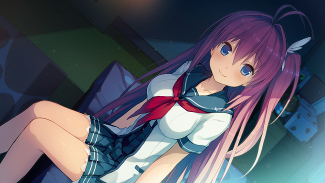 Обои картинки фото aokana, аниме, фон, взгляд, девушка