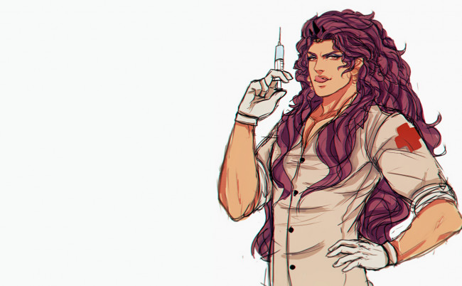 Обои картинки фото аниме, jojo`s bizarre adventure, шприц, мужик