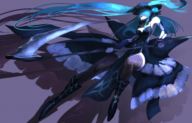 Обои картинки фото аниме, vocaloid, коса, девушка