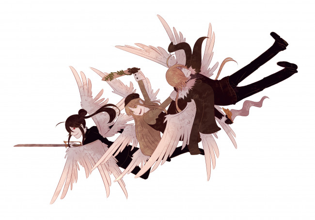 Обои картинки фото аниме, ангелы,  демоны