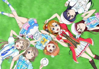 Картинка аниме love+live +school+idol+project девушки фон взгляд