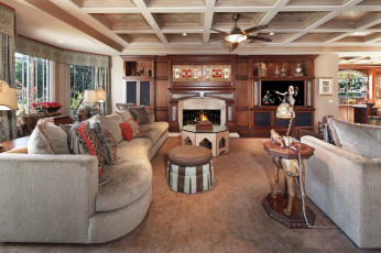 обоя интерьер, гостиная, уют, диван, камин