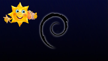 обоя компьютеры, debian, логотип, фон