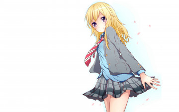 Картинка аниме shigatsu+wa+kimi+no+uso девушка взгляд фон