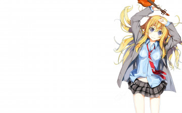 Картинка аниме shigatsu+wa+kimi+no+uso девушка взгляд фон