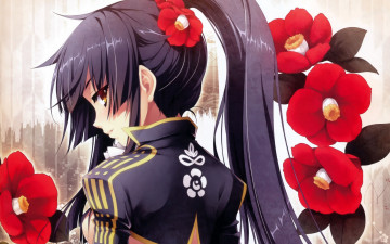 Картинка аниме unknown +другое длинные волосы красные девочка спина hinata katagiri полоборота art камелии