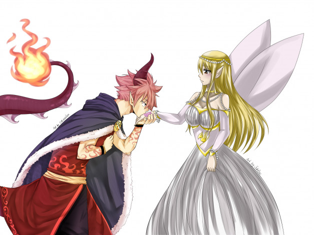 Обои картинки фото аниме, fairy tail, люси, нацу