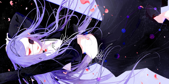 Обои картинки фото аниме, unknown,  другое, падение, демон, красные, глаза