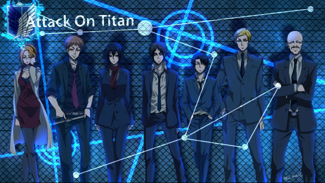 Обои картинки фото аниме, shingeki no kyojin, атака, титанов