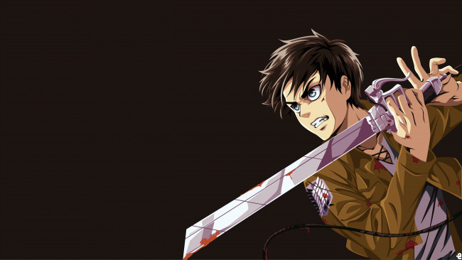 Обои картинки фото аниме, shingeki no kyojin, ken, survivor, eren, sword, anime, attack, on, titan, shingeki, no, kyojin, manga, japansese, giant, blade