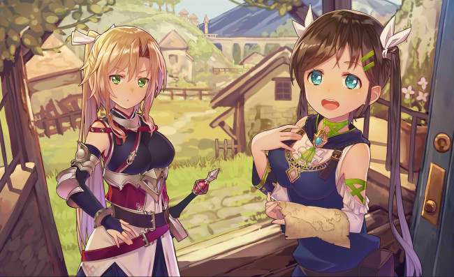 Обои картинки фото аниме, unknown,  другое, взгляд, девушки, фон