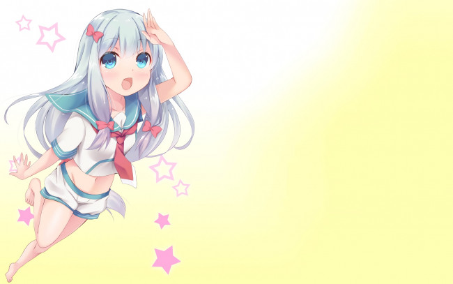 Обои картинки фото аниме, eromanga-sensei, взгляд, девушка, фон