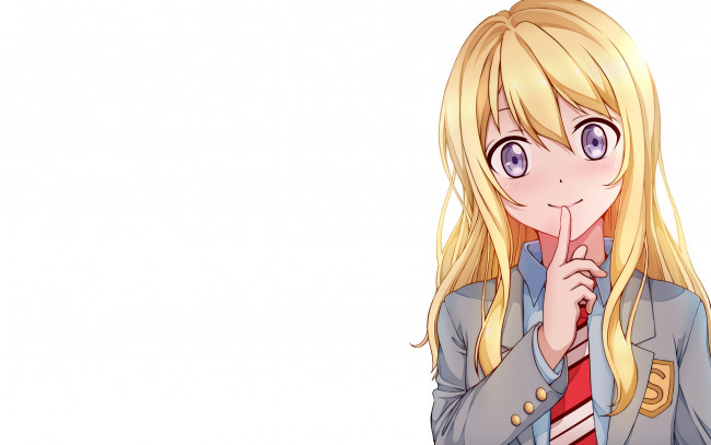 Обои картинки фото аниме, shigatsu wa kimi no uso, девушка, взгляд, фон