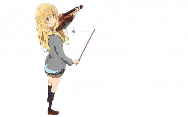 Обои картинки фото аниме, shigatsu wa kimi no uso, девушка, взгляд, фон