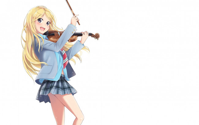 Обои картинки фото аниме, shigatsu wa kimi no uso, девушка, взгляд, фон