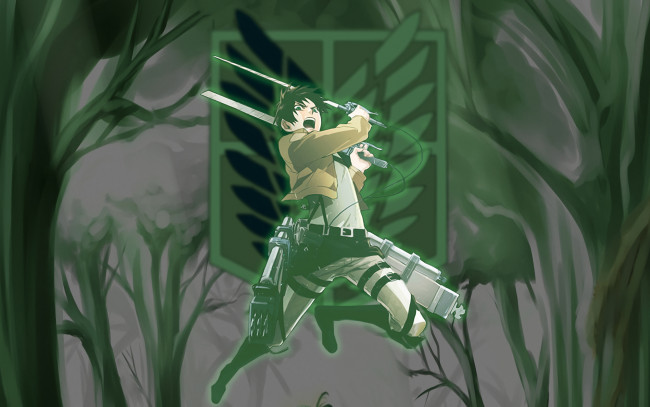 Обои картинки фото аниме, shingeki no kyojin, атака, титанов
