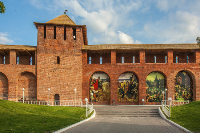 Обои картинки фото коломна, города, - исторические,  архитектурные памятники, башня, крель, стена