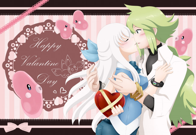 Обои картинки фото аниме, день святого валентина, девушка, фон, взгляд