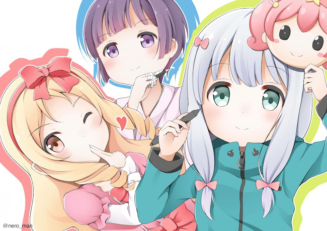 Обои картинки фото аниме, eromanga-sensei, взгляд, девушки, фон