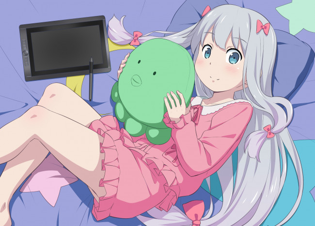 Обои картинки фото аниме, eromanga-sensei, девушка, взгляд, фон