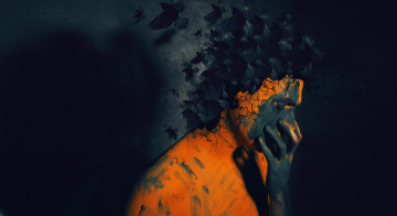 Картинка разное компьютерный+дизайн человек птицы фон краска