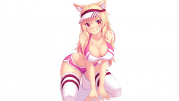 Картинка аниме животные +существа фон взгляд девушка