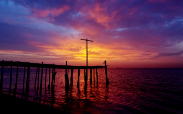 Картинка природа восходы закаты закат озеро пирс