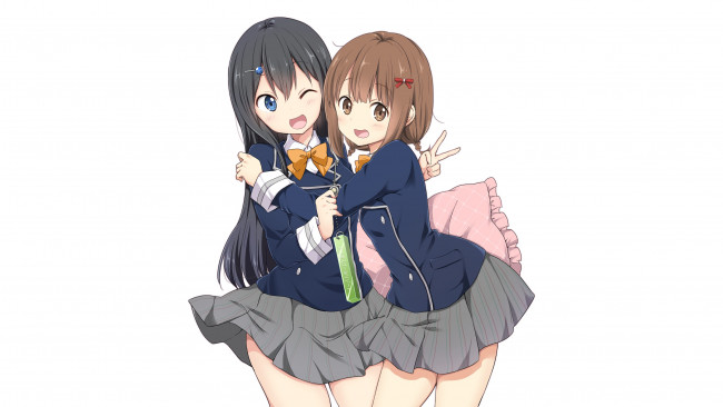 Обои картинки фото аниме, unknown,  другое , фон, взгляд, девушки