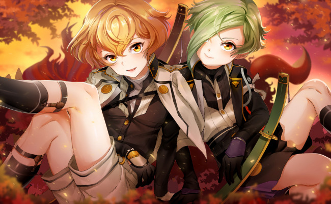 Обои картинки фото аниме, touken ranbu, девушка, парень