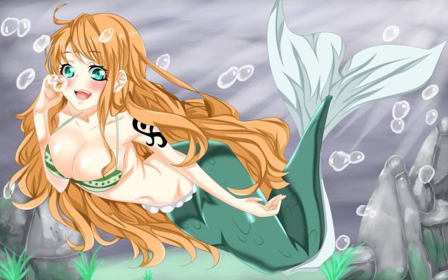 Обои картинки фото аниме, животные,  существа, девушка, фон, хвост