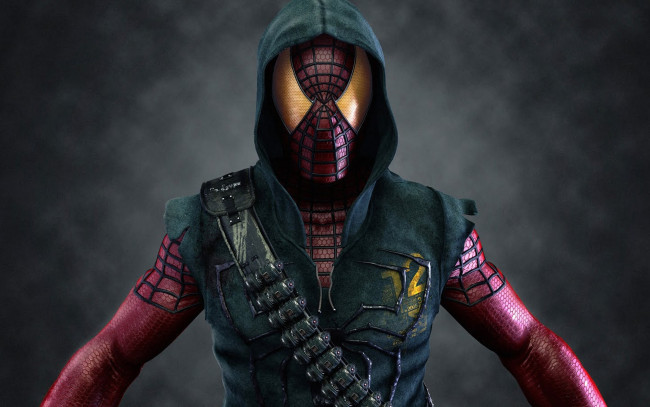 Обои картинки фото рисованное, комиксы, герой, человек, man, паук, маска, spider