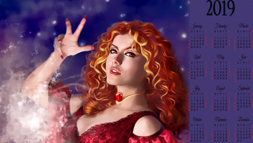 Картинка календари фэнтези взгляд дым рыжий женщина
