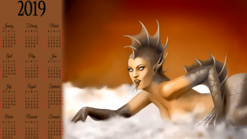 Картинка календари фэнтези язык женщина существо облако