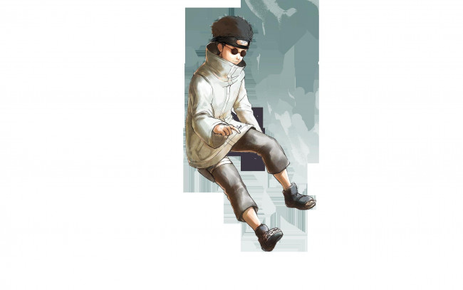 Обои картинки фото аниме, naruto, шиноби, очки, шино, абураме