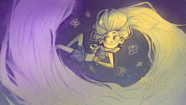 Обои картинки фото видео игры, league of legends, девочка, волосы, бабочки