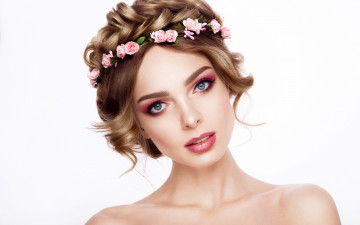 Картинка девушки -+лица +портреты шатенка макияж венок