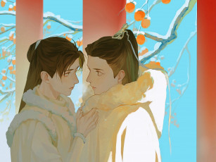 Картинка аниме unknown +другое+ парни фрукты снег