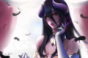 Картинка повелитель аниме overlord albedo девушка крылья