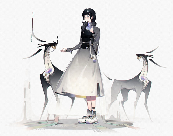 Обои картинки фото аниме, оружие,  техника,  технологии, девушка, роботы