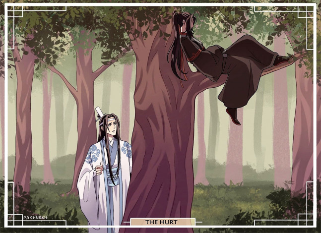 Обои картинки фото аниме, mo dao zu shi, вэй, усянь, лань, ванцзы, обида, дерево