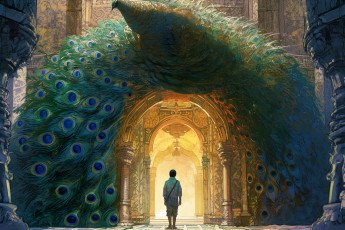 Картинка аниме животные +существа павлин