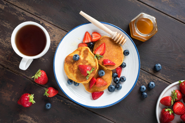Обои картинки фото еда, блины,  оладьи, завтрак