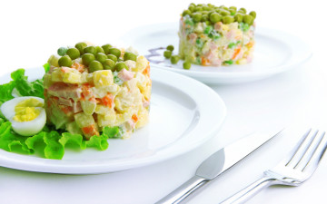 обоя еда, салаты,  закуски, яйцо, салат, горошек