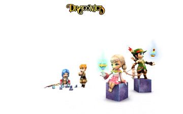 обоя видео игры, dragonica, персонажи, оружие, кубы