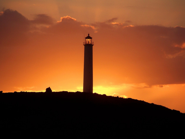 Обои картинки фото природа, маяки, небо, маяк, закат