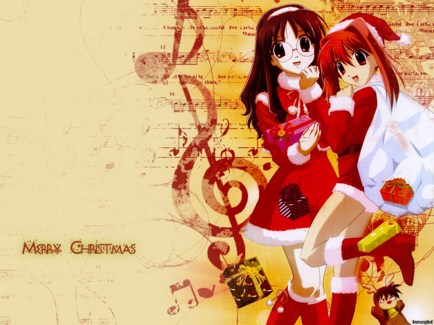 Обои картинки фото аниме, merry, chrismas, winter
