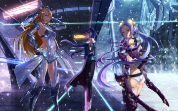 Картинка аниме weapon blood technology девушки