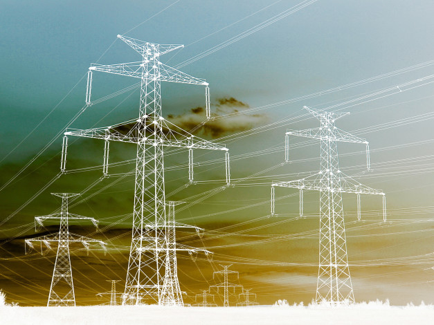 Обои картинки фото векторная, графика, небо, электроопоры
